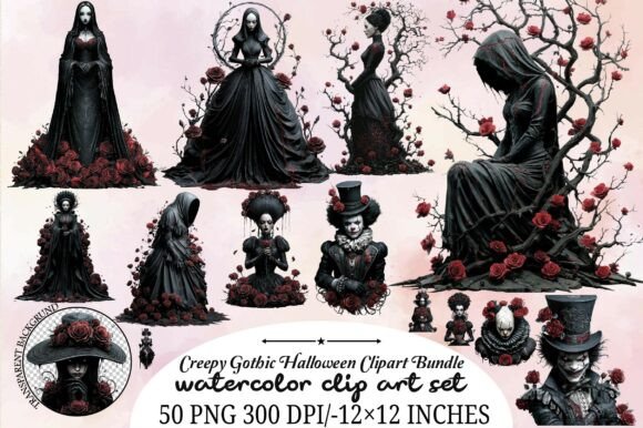 Download Creepy Gothic Halloween Clipart Bundle - Creepy Collection