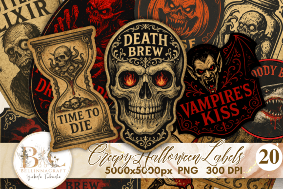 Download Creepy Halloween Labels Bundle - Creepy Collection